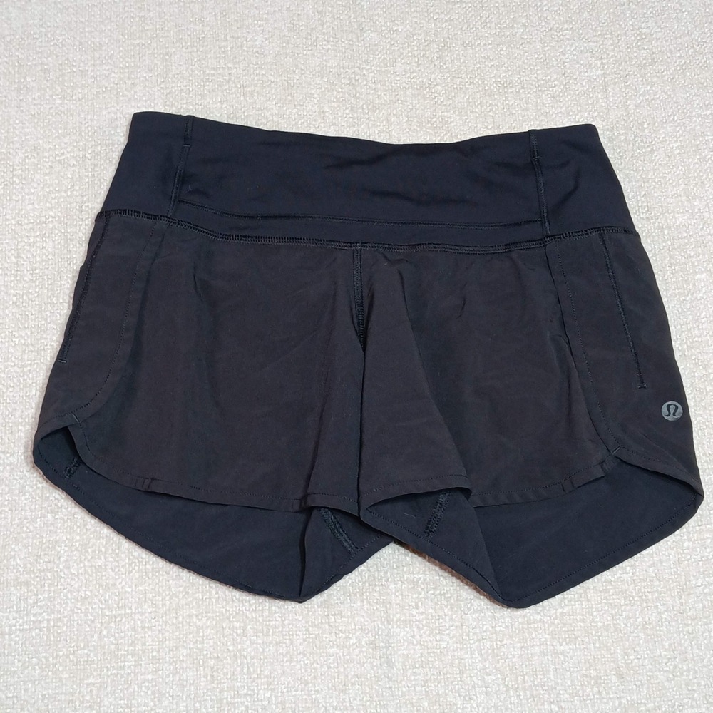 Lululemon Speed Up Low-Rise Lined Shorts Women 2 Black Running Athletic Workout